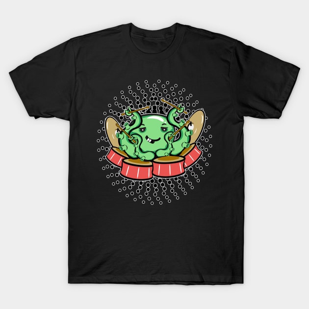 Kawaii Octopus Drummer T-Shirt by Redmanrooster